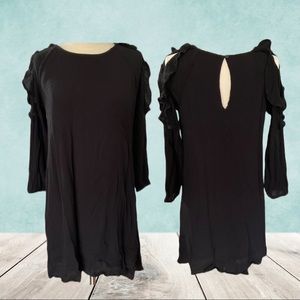 Black Cold Shoulder Keyhole Back Dress